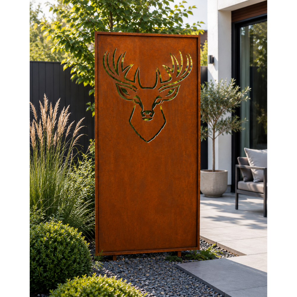 Parawand Hirsch 200x100 cm – Sichtschutz Garten aus Metall Made in Germany