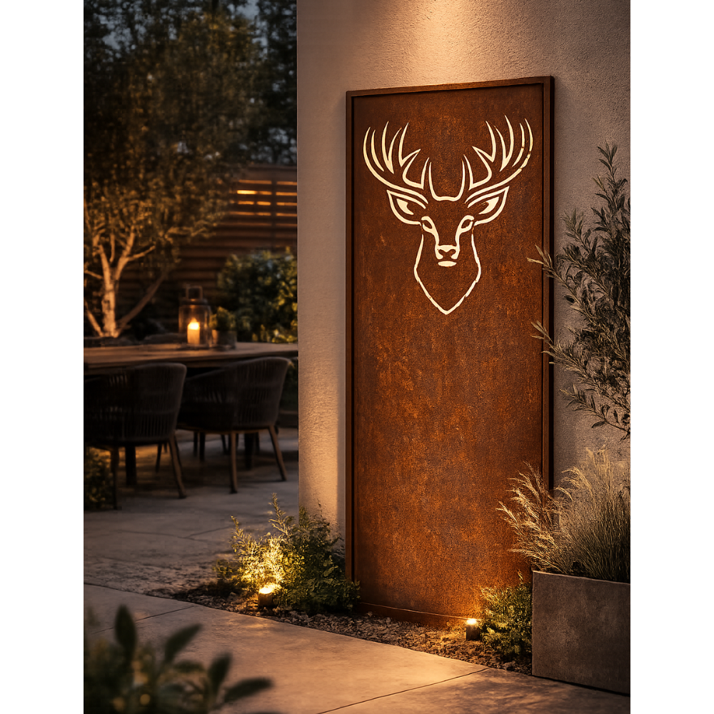 Parawand Hirsch 200x100 cm – Sichtschutz Garten aus Metall Made in Germany