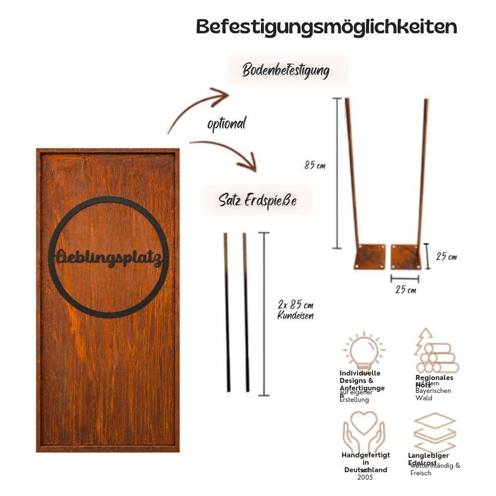 Parawand Lieblingsplatz Stecksystem Edelrost Sichtschutzwand Gr. 200 x 100 cm