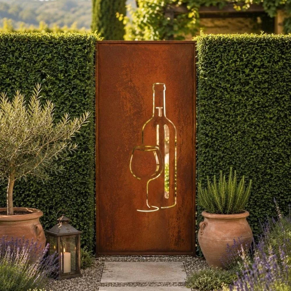 Parawand Wein Edelrost Sichtschutzwand Wein 200 × 100 cm  Gartentrennwand