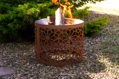 Runde Feuerstelle Floral Edelrost