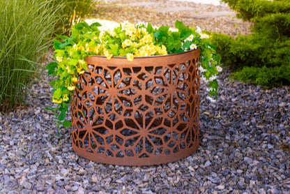 Runde Feuerstelle Floral Edelrost