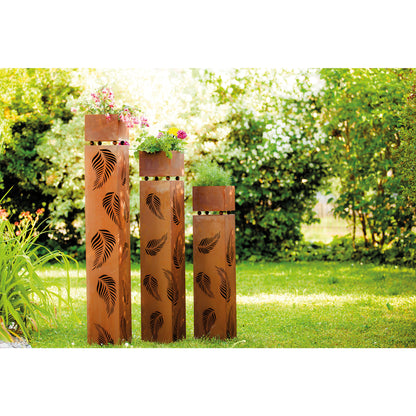 Säule - Blatt im Wind - Pflanzsäule Metall Edelrost, verschiedene Größen