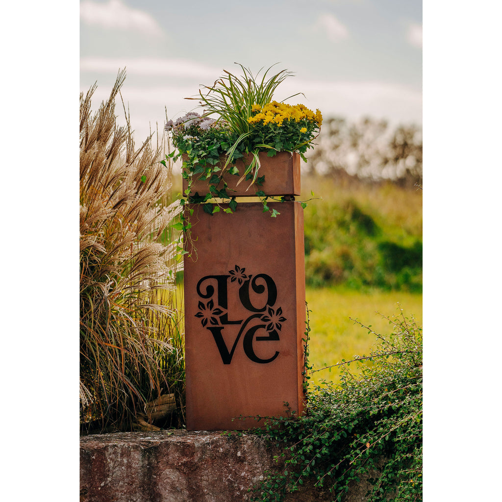 Säule Love - Pflanzsäule Metall Edelrost Gartensäule Rost Deko Outdoor