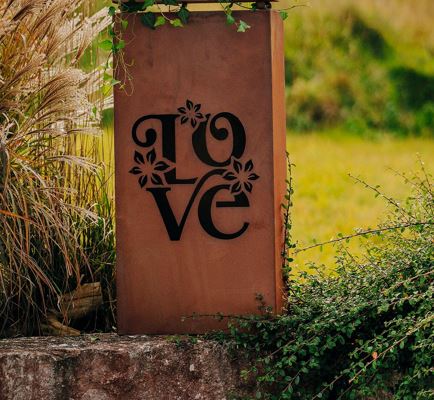 Säule Love - Pflanzsäule Metall Edelrost Gartensäule Rost Deko Outdoor
