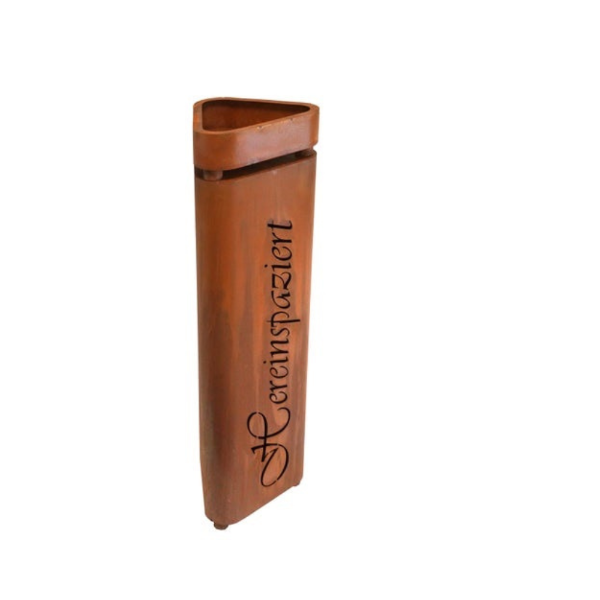 Säule Hereinspaziert Edelrost inkl. Pflanzschale Höhe 100 cm Made in Germany