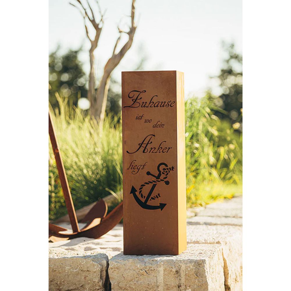 Säule Anker - Rostsäule aus Metall im Edelrost Design Gartensäule Dekosäule