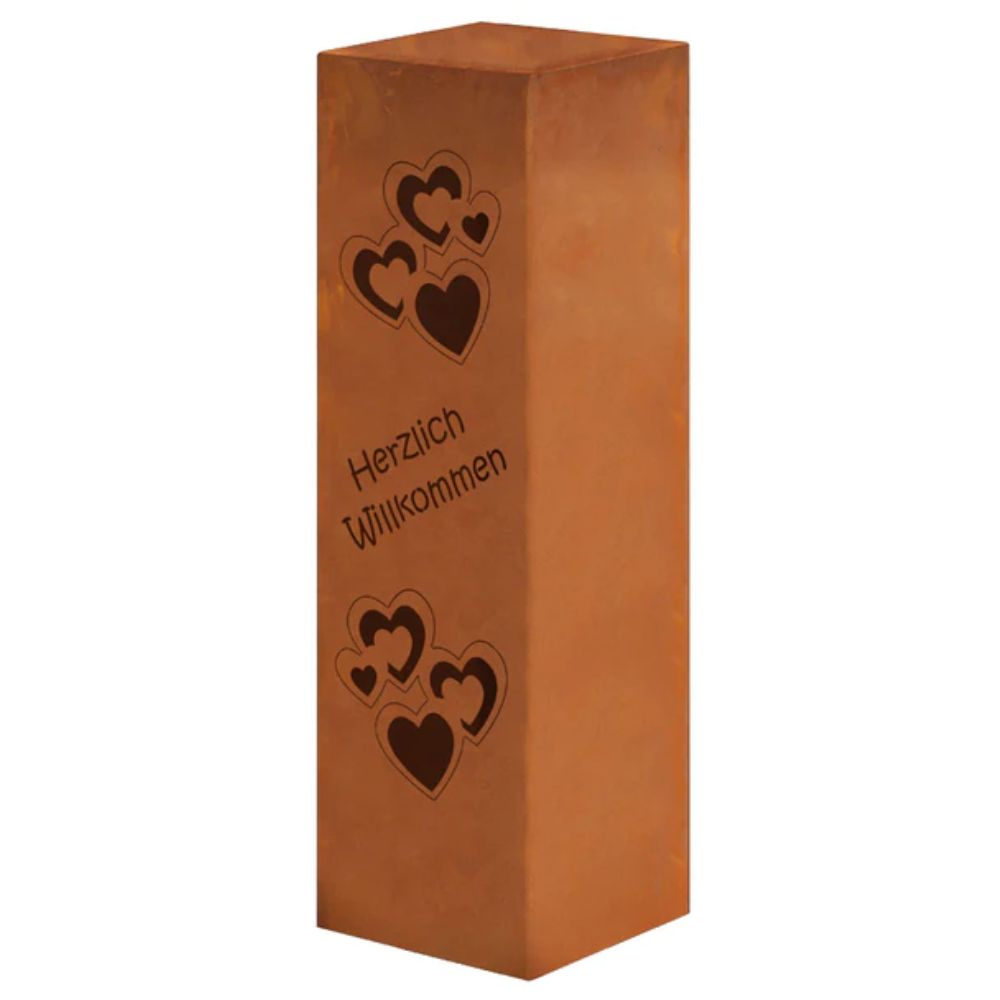 Säule Herzlich Willkommen - Dekosäule aus Edelrost Rostsäule Edelrostsäule Deko