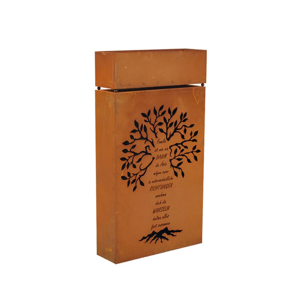 Säule Familie Rostsäule aus Metall im Edelrost Design mit u. ohne Pflanzentrog