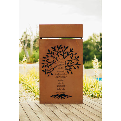 Säule Familie Rostsäule aus Metall im Edelrost Design mit u. ohne Pflanzentrog