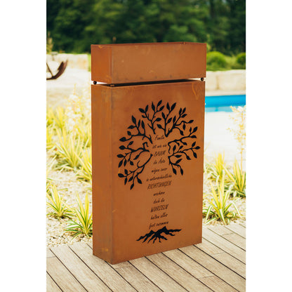 Säule Familie Rostsäule aus Metall im Edelrost Design mit u. ohne Pflanzentrog