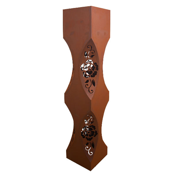 Säule Moderne Kunst Floral Pflanzsäule Dekosäule Rost Gartensäule Pflanzgefäß