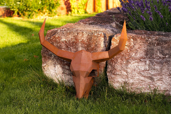 Schädel Texas Edelrost Tierkopf Skulptur Tierskulptur Stierschädel Bullenschädel