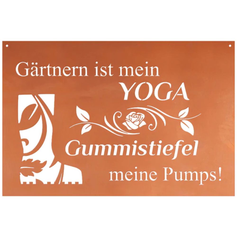 Edelrost Schild Gedichttafel - Yoga - Gartendeko Spruchschild Rost Deko Blechtafel
