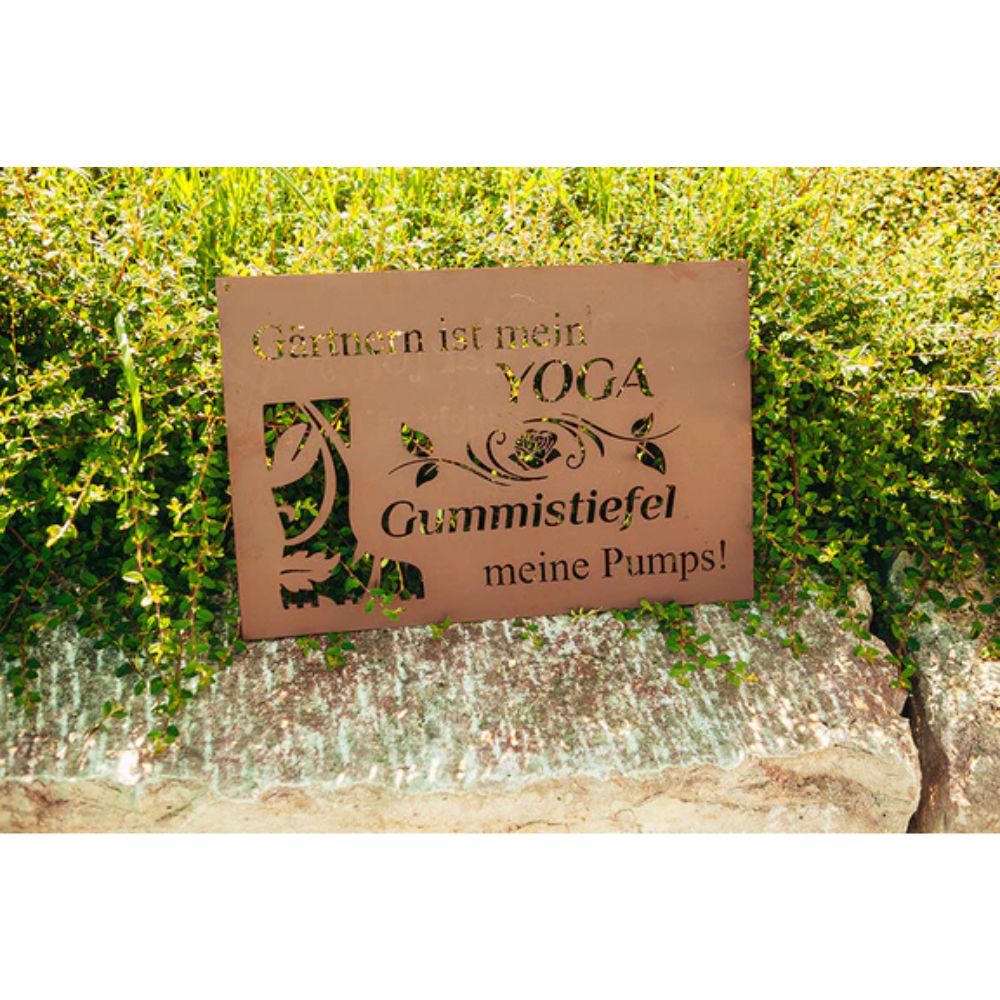 Edelrost Schild Gedichttafel - Yoga - Gartendeko Spruchschild Rost Deko Blechtafel