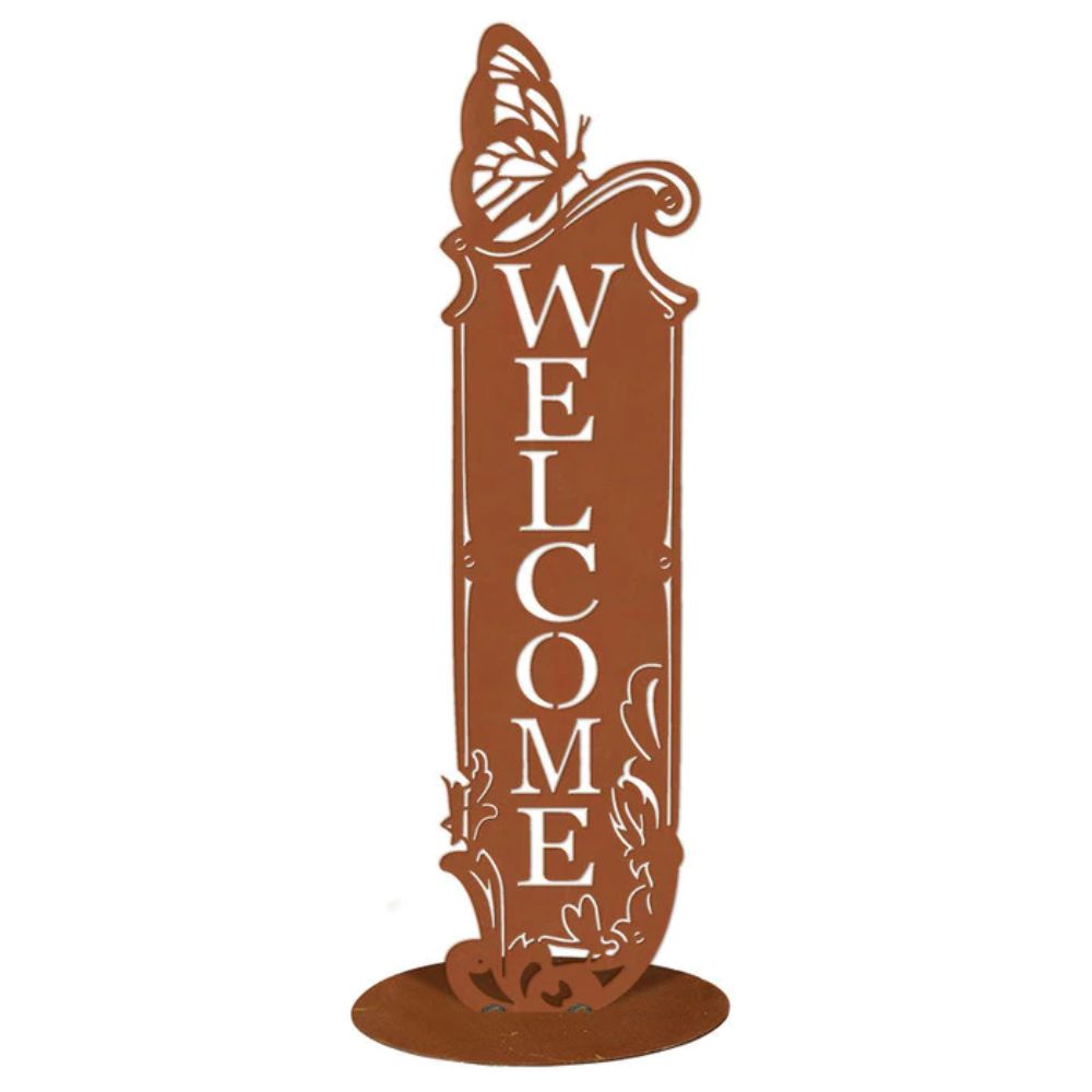 Gartenschild - Welcome - im Edelrostdesign Türdekoration Gartendeko Wanddeko
