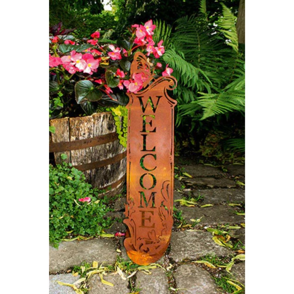 Gartenschild - Welcome - im Edelrostdesign Türdekoration Gartendeko Wanddeko