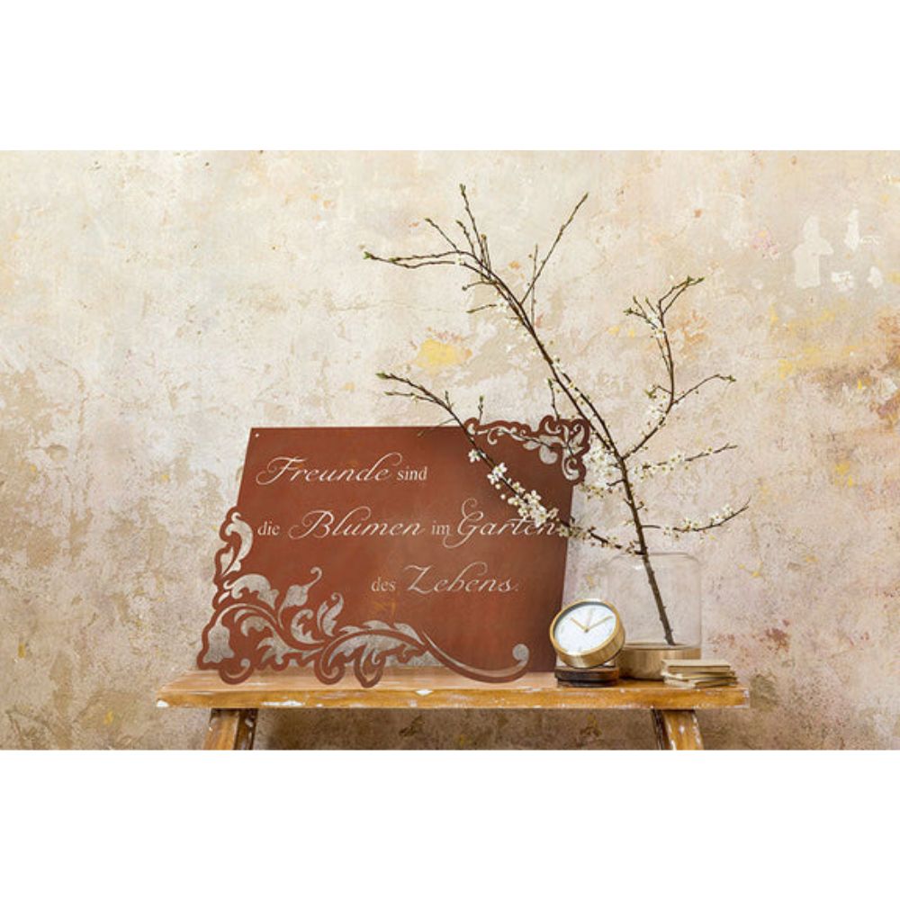 Edelrost Schild Gedichttafel - Freunde - Gartendeko Spruchschild Rost Deko Wohndeko