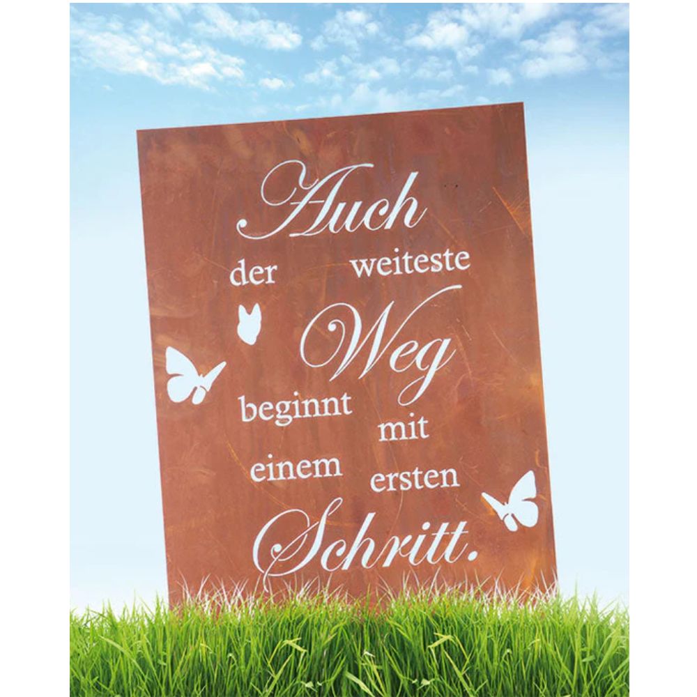 Edelrost Schild Gedichttafel - Weg - Spruchschild Rost Deko Spruchtafel Garten