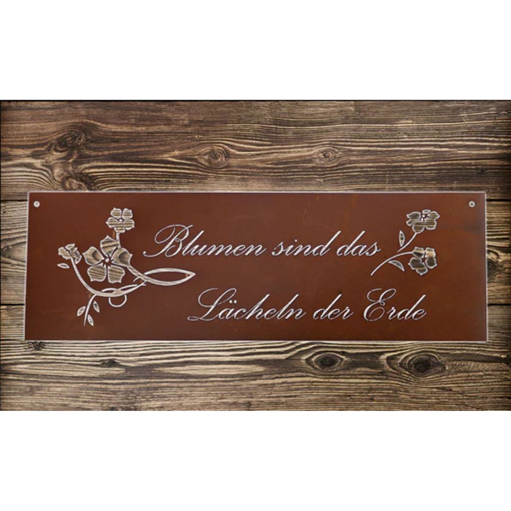 Edelrostschild Gedichttafel - Blume - Spruchschild Deko Rost Spruchtafel Geschenk