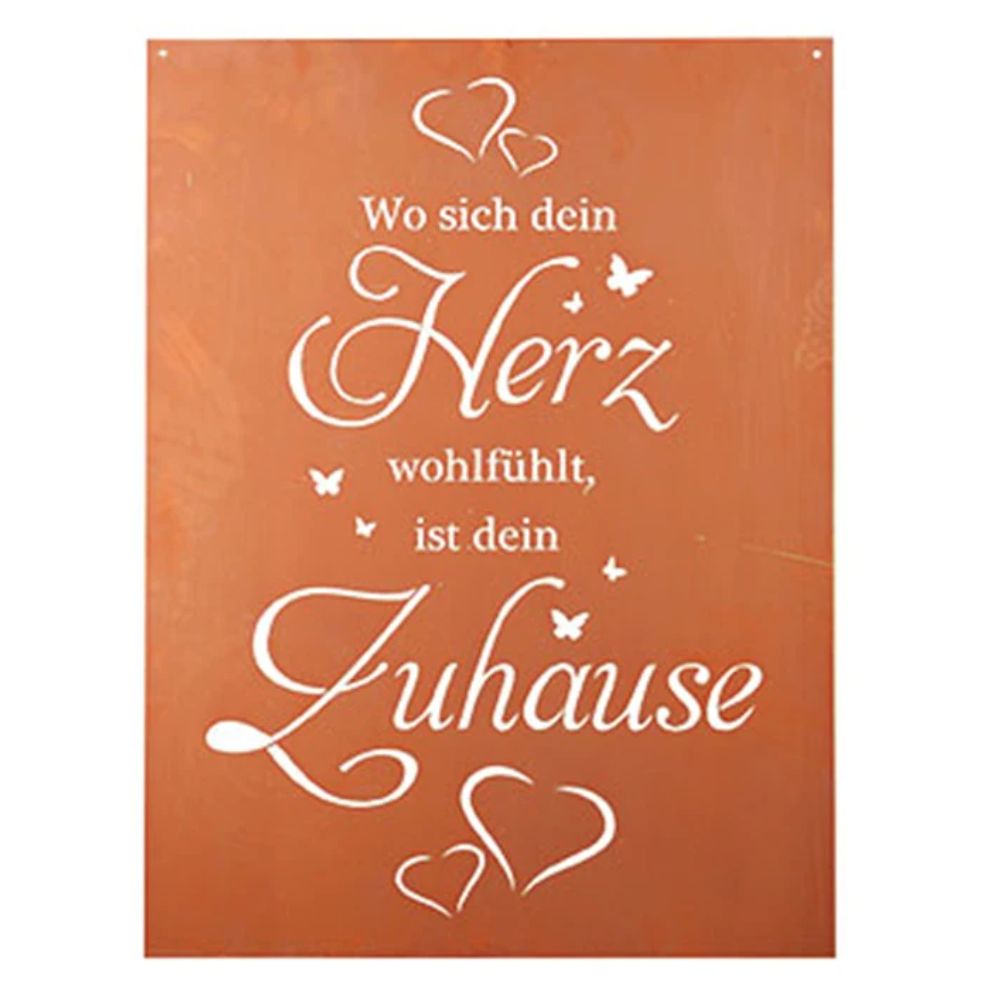 Edelrost Schild Gedichttafel - Herz Zuhause - Spruchschild, Rost Dekoration