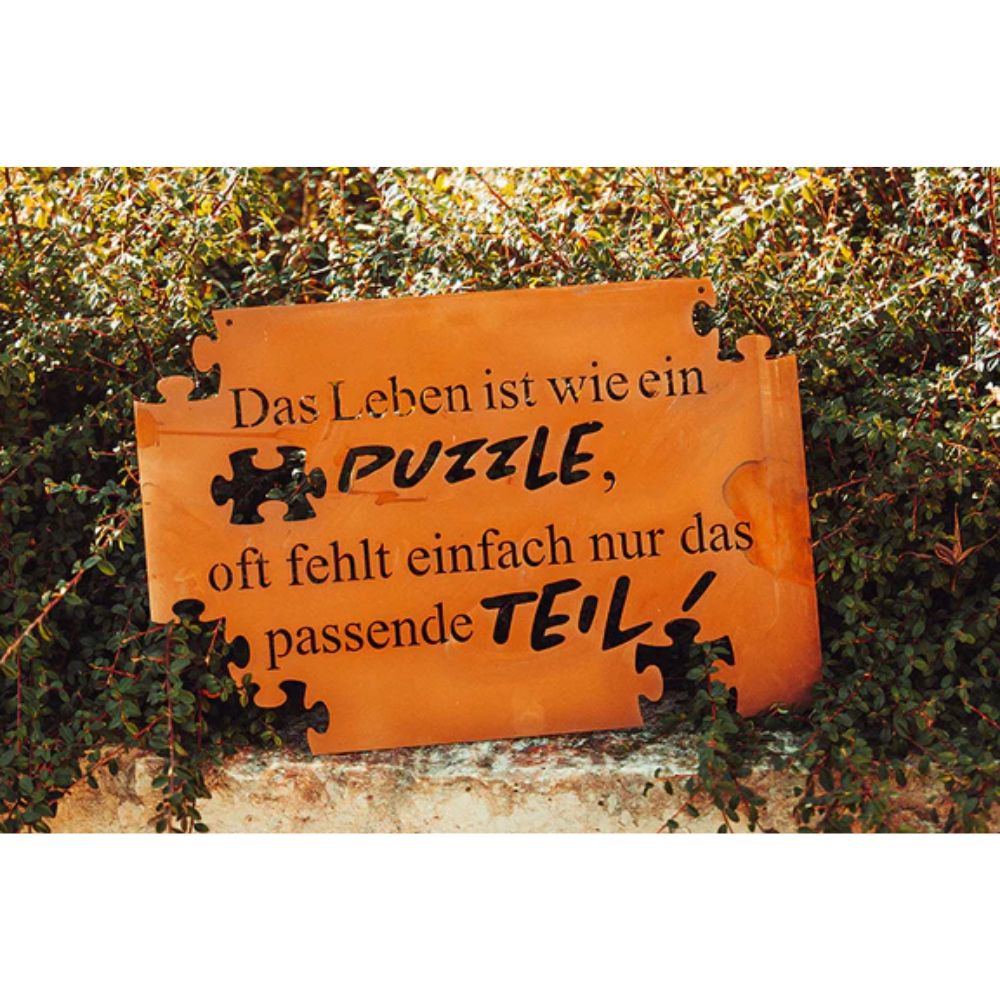 Edelrost Schild Gedichttafel - Puzzle - Gartendeko Spruchschild Rost Deko Wohndeko