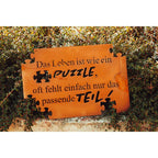 Edelrost Schild Gedichttafel - Puzzle - Gartendeko Spruchschild Rost Deko Wohndeko