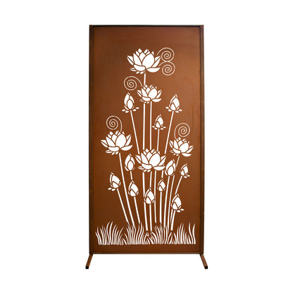 Sichtschutzwand - Blütenwand - Trennwand Windschutz Paravent Edelrost Gardendeko