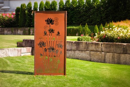 Sichtschutzwand - Blütenwand - Trennwand Windschutz Paravent Edelrost Gardendeko