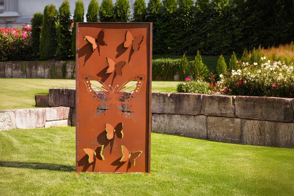 Sichtschutzwand Edelrost - Schmetterlinge Trennwand Schmetterlingsgarten