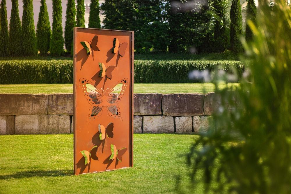 Sichtschutzwand Edelrost - Schmetterlinge Trennwand Schmetterlingsgarten