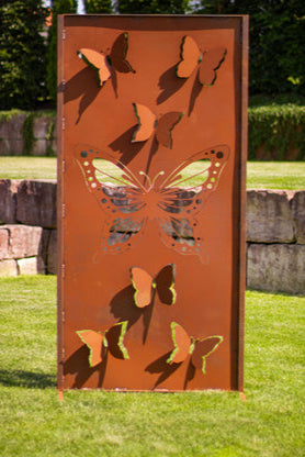 Sichtschutzwand Edelrost - Schmetterlinge Trennwand Schmetterlingsgarten