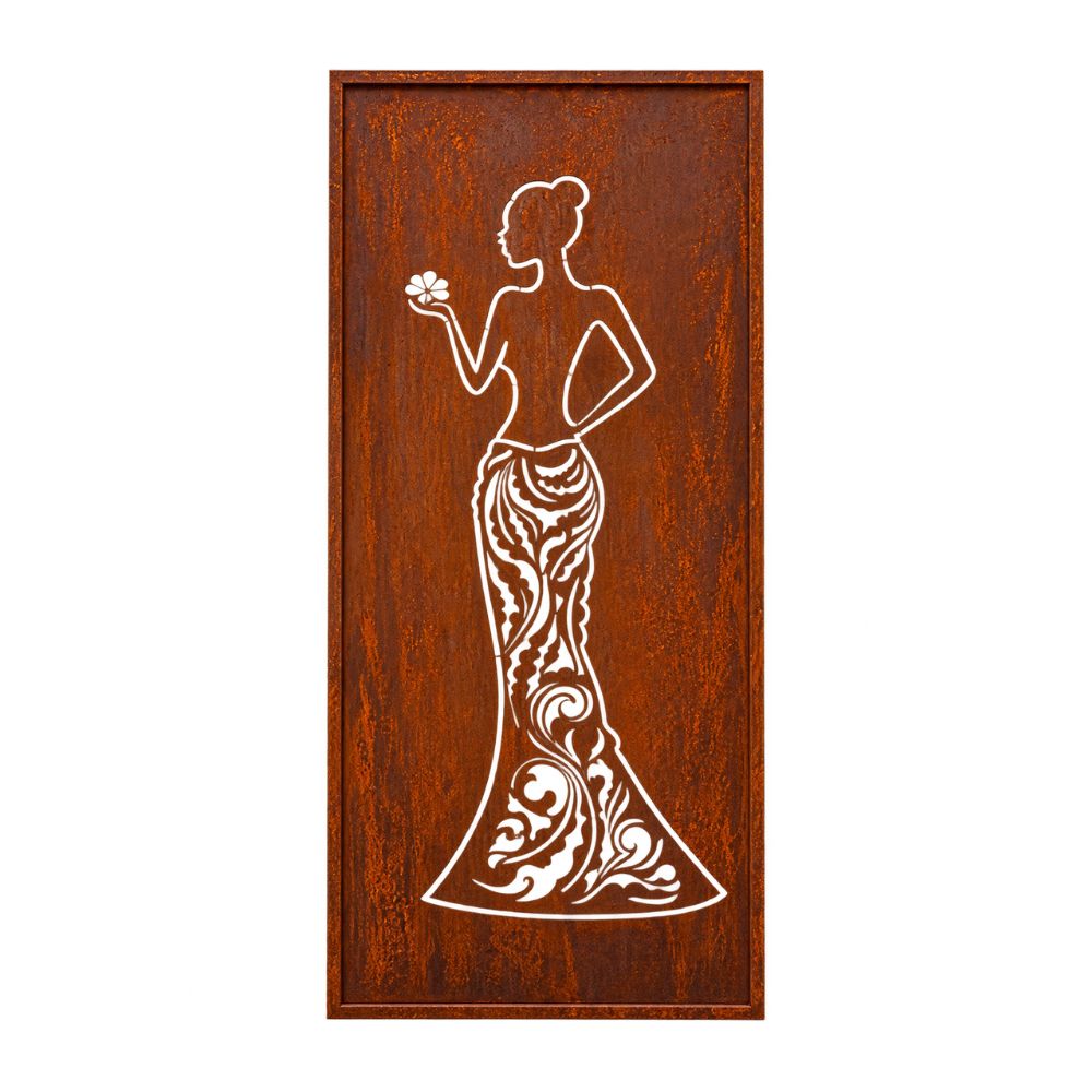 Edelrost Sichtschutzwand Frau Diana 200 × 100 cm – Parawand für Garten