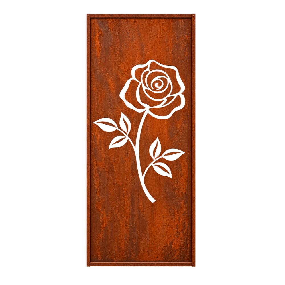 Edelrost Sichtschutzwand Rose 200 × 100 cm – Parawand für Garten