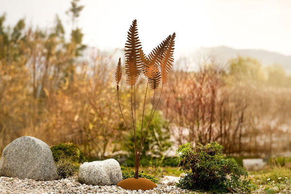 Skulptur Farne Edelrost Metallskulptur Pflanzensulptur Kunstobjekt Gartendeko