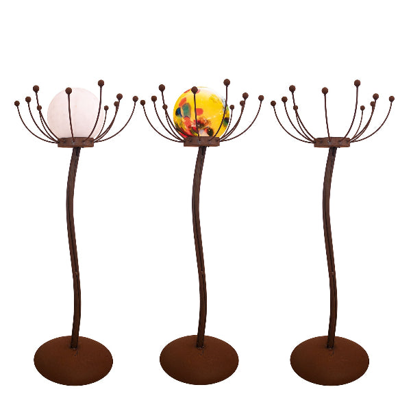 Ständer Sommernachtstraum mit Solarkugel Edelrost Blume Gartenlicht Rostdeko