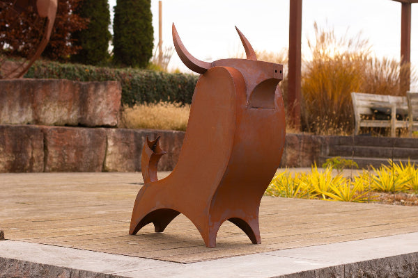 Stier 3D Ferdinand Edelrost Tierfigur Bulle Ochse Kunstvolle Skulptur Rostdeko