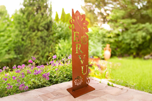 Tafel Servus Edelrost Begrüßungstafel Eingangsdeko Willkommensschild SERVUS