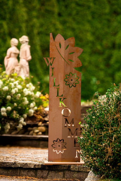 Tafel Willkommen Edelrost Begrüßungstafel Eingangsdeko Willkommensschild Rostdeko
