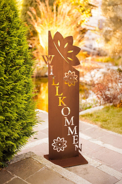 Tafel Willkommen Edelrost Begrüßungstafel Eingangsdeko Willkommensschild Rostdeko