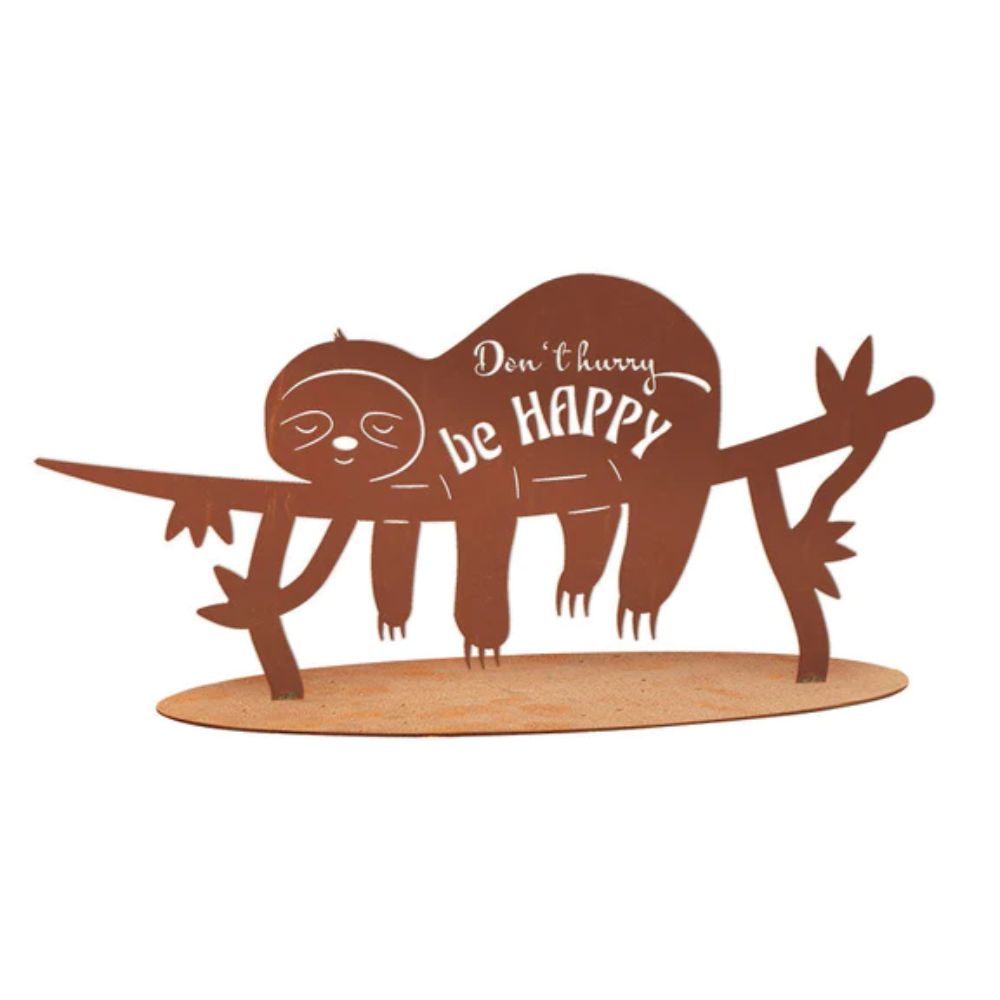 Tierfigur Metall  - Faultier Happy - Rostige und witzige Gartendeko Tierfreund