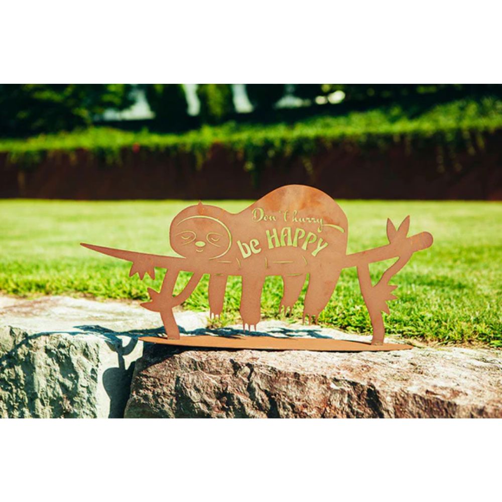 Tierfigur Metall  - Faultier Happy - Rostige und witzige Gartendeko Tierfreund