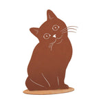 Tierfigur Metall - Katze Elegant 1 - Edelrost Katzenfigur auf Platte, Deko Rost