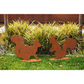 Tierfigur aus Metall - Eichhörnchen Felix - Edelrost Gartenfigur auf Platte