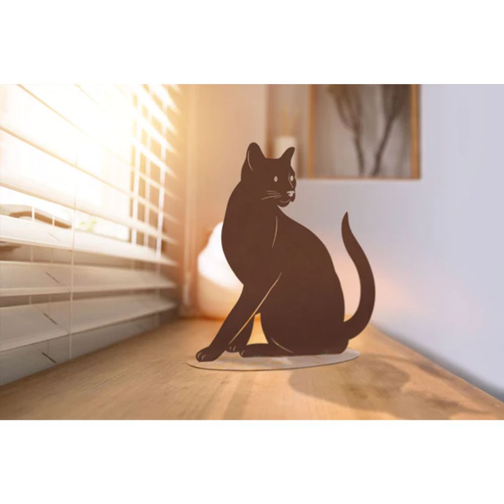 Katzenfigur aus Metall - Katze Lotte - Edelrost Tierfigur Deko Katzenliebhaber