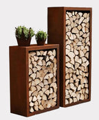 Holzregal Lounge für Innen & Außen – stilvolles Kaminholz- und Deko-Regal