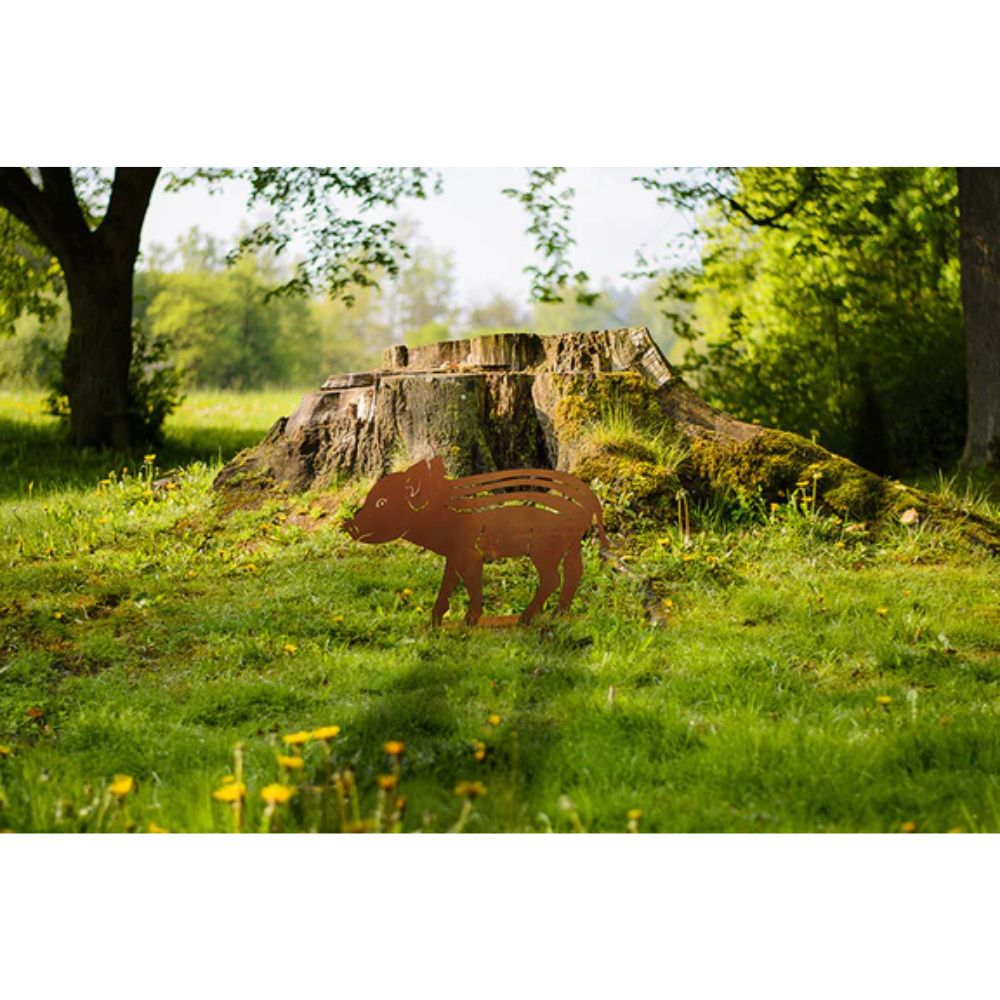 Tierfigur  Metall - Wildschwein Ferkel - Edelrost Tierskulptur Rost Deko Tierliebhaber