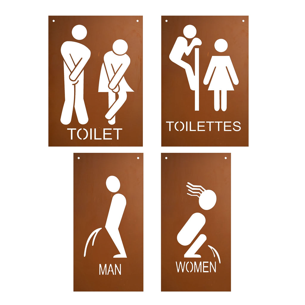 WC-Schilder - Metall Edelrost Toilettenschilder verschiedene Ausführungen