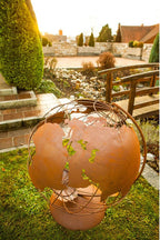 Weltatlas aus Metall - Edelrost Weltkugel XXL Echtrost Gartendeko