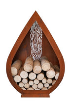 Feuerholzregal aus Metall in Tropfenform, Robust, witterungsbeständig & stilvoll